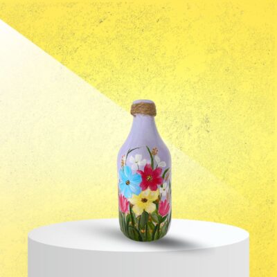 Hand Painted Floral Recycled Bottle Vase