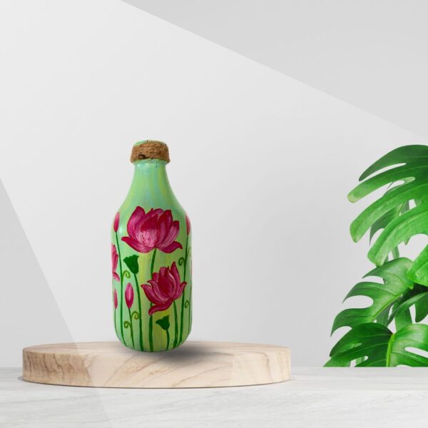 Hand Painted Recycled Bottle Vase - Lotus