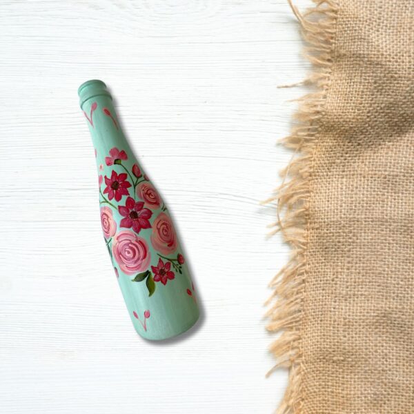 Hand Painted Recycled Bottle Vase - Pastel green