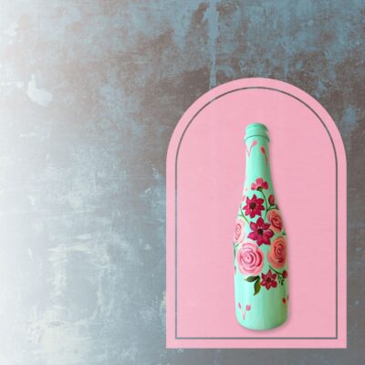 Hand Painted Recycled Bottle Vase - Pastel green