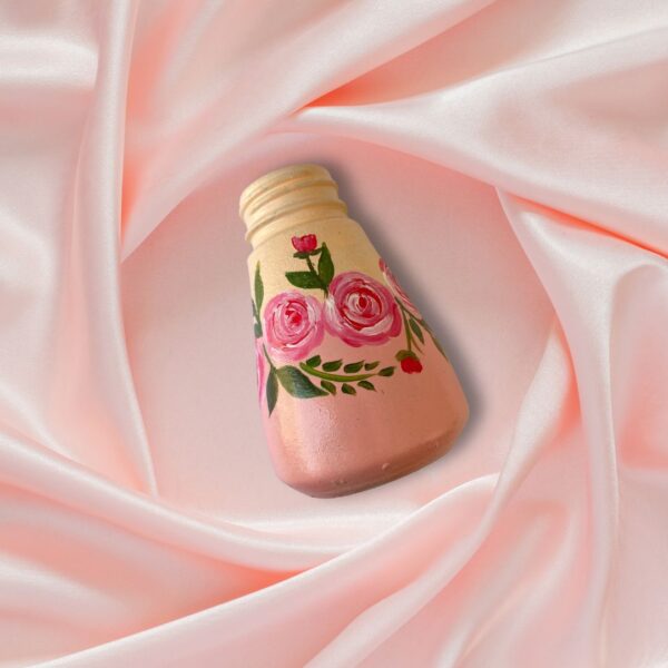 Hand Painted Recycled Mini Bottle Vase - Pastel Pink and Peach