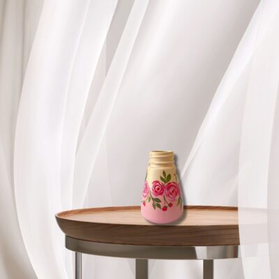 Hand Painted Recycled Mini Bottle Vase - Pastel Pink and Peach