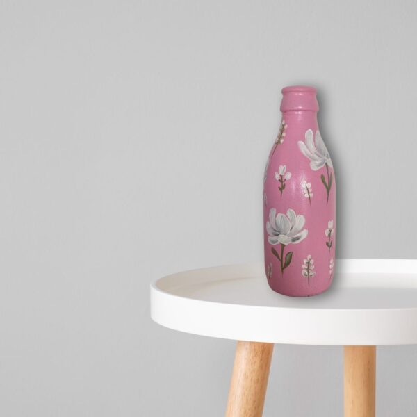 Hand Painted Recycled Mini Bottle Vase - Pastel Pink