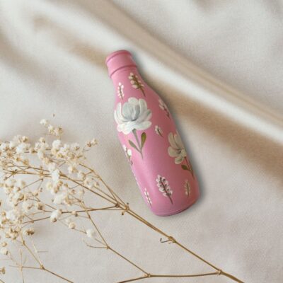 Hand Painted Recycled Mini Bottle Vase - Pastel Pink