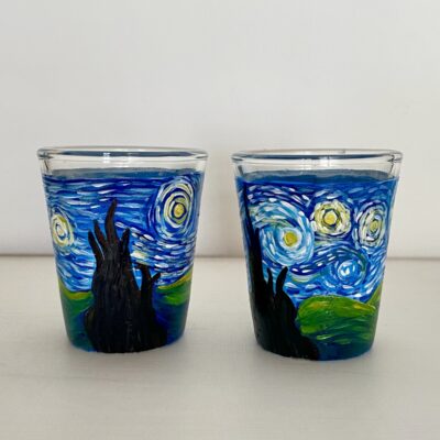 Hand painted Vincent Van Gogh Starry Night Shot Glasses