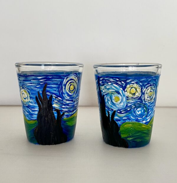 Hand painted Vincent Van Gogh Starry Night Shot Glasses