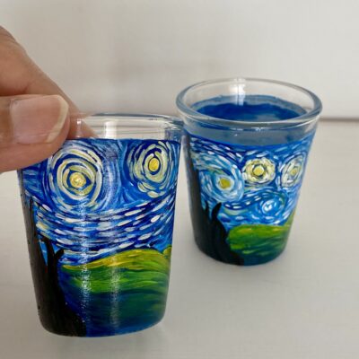 Hand painted Vincent Van Gogh Starry Night Shot Glasses