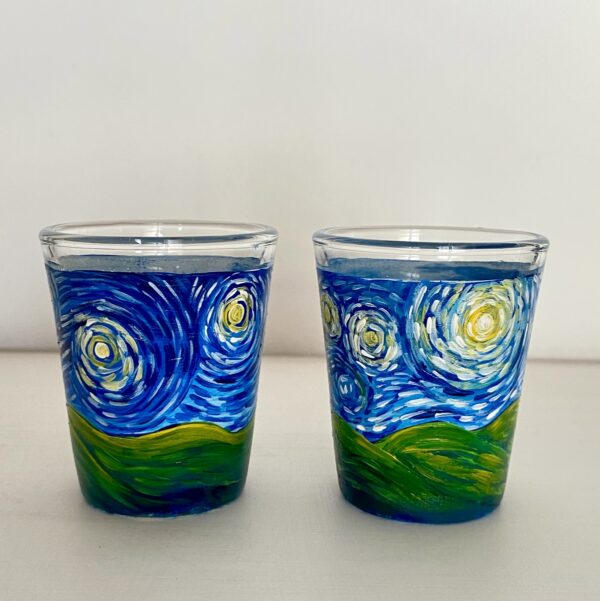 Hand painted Vincent Van Gogh Starry Night Shot Glasses