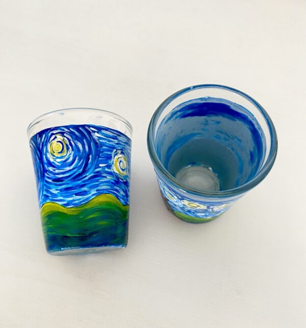 Hand painted Vincent Van Gogh Starry Night Shot Glasses