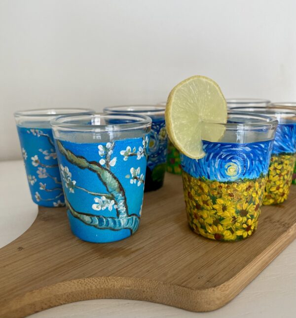 Hand painted Van Gogh Shot Glasses