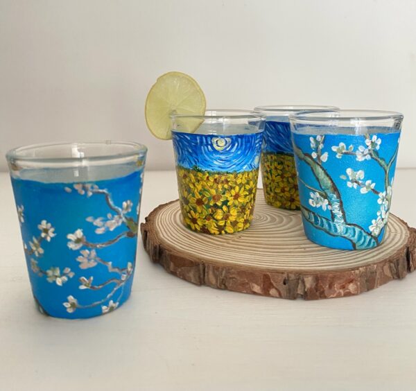 Hand painted Van Gogh Shot Glasses