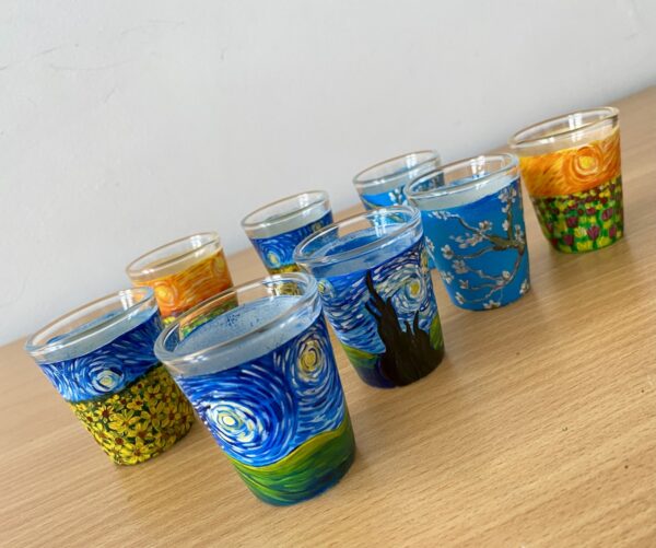 Hand painted Van Gogh Shot Glasses