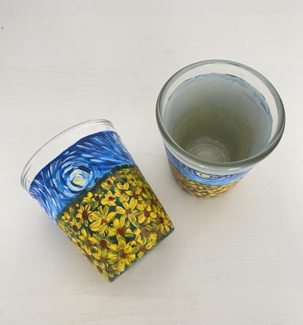 Hand painted Van Gogh Sunflower Shot Glasses