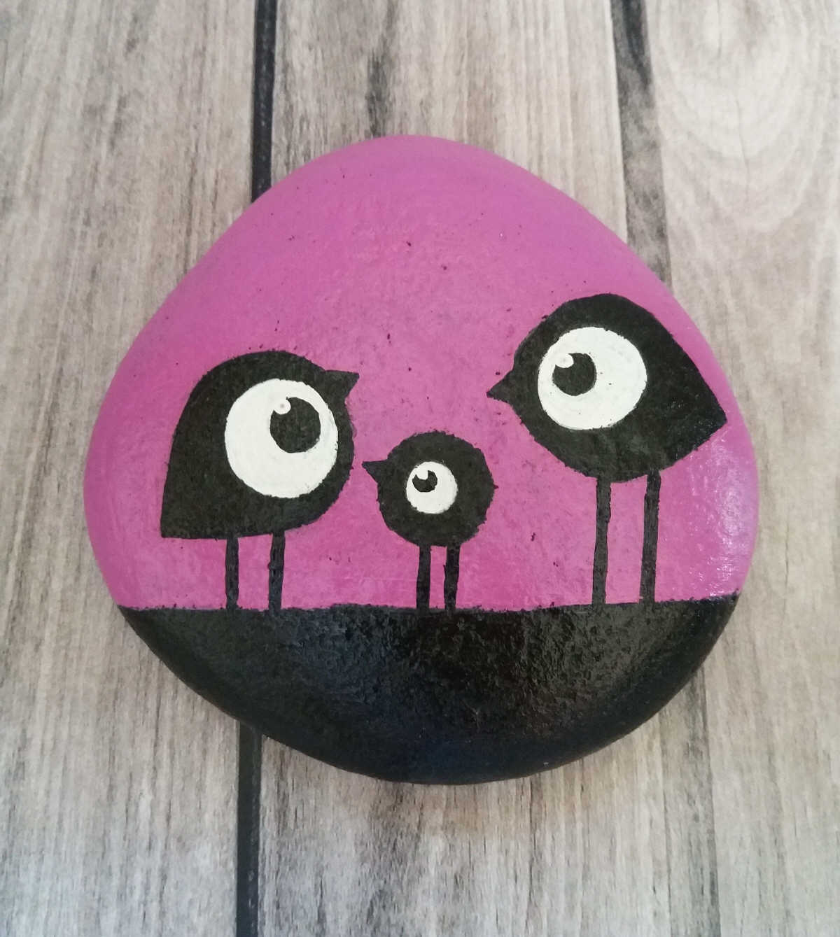 Hand Painted Pebble - Birds on Pink Stone | imagicArt